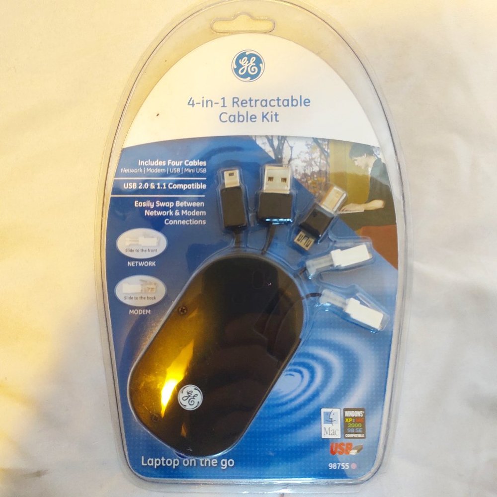 GE 98755 4-IN-1 Retractable Cable Kit for Network